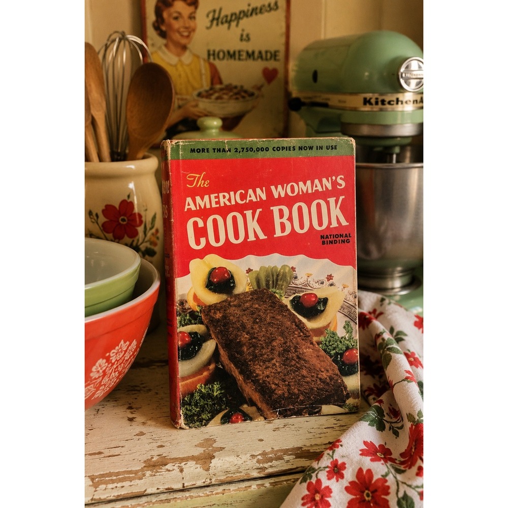 1940s Retro American Woman's Cook Book‎ Mid Century Kitchen Decor Vtg Cookbook